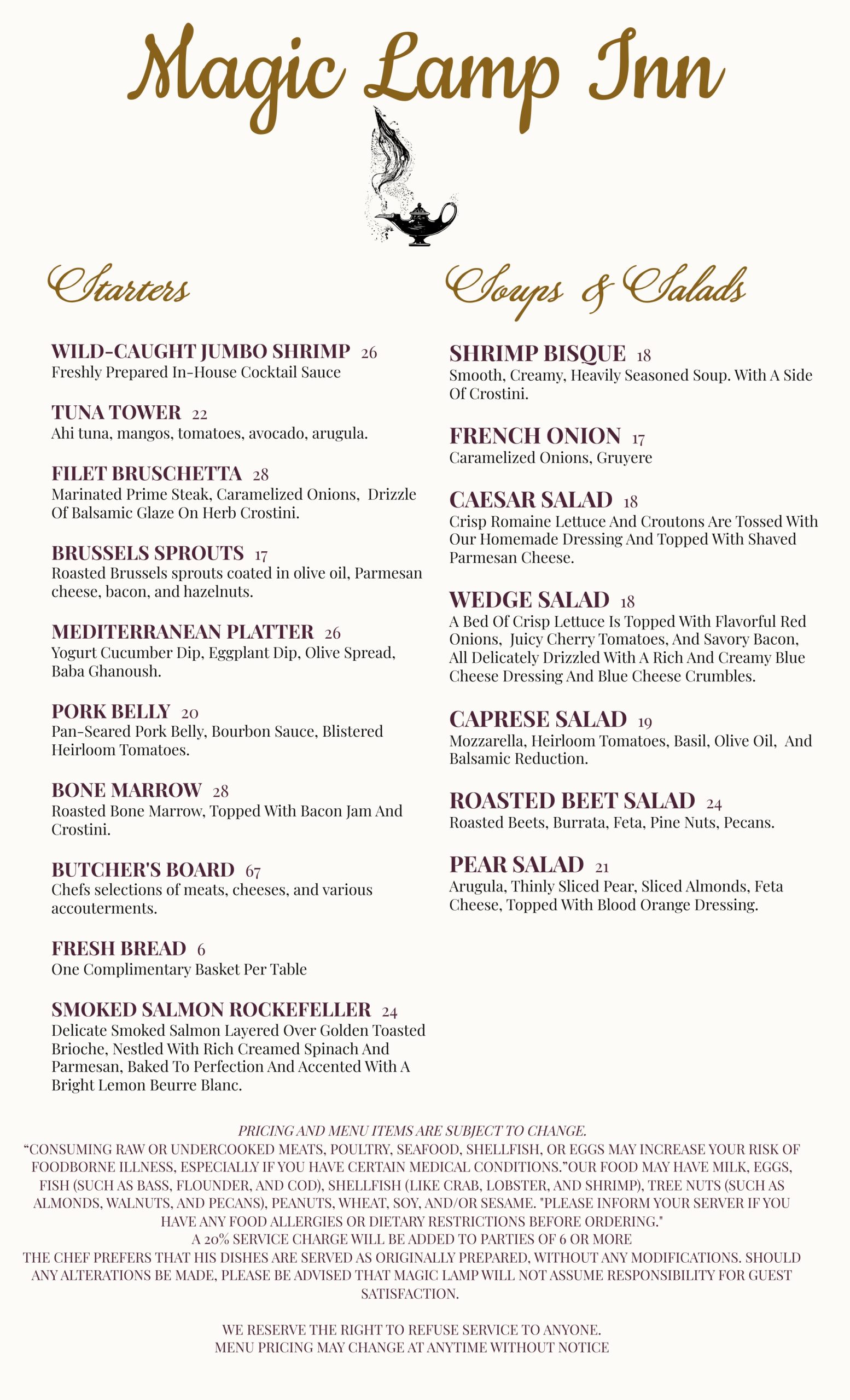 Fine Dining Menu